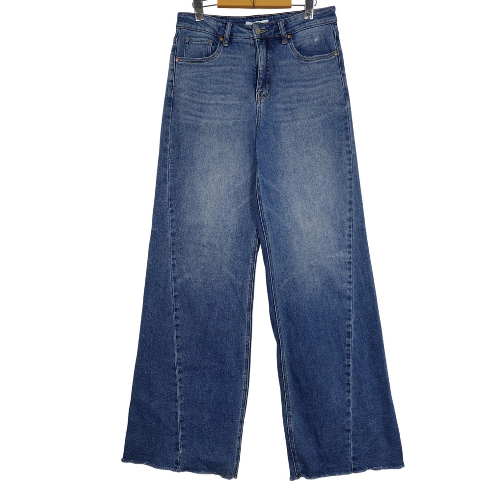 Bayeas Los Angeles Wide Leg Jeans Medium Wash Raw Hem Size 28 BYW8185